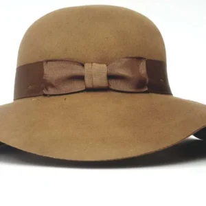 KAPELUSZ DAMSKI filcowy z filcu brązowy duże rondo