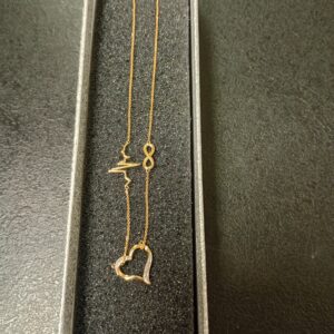 Złoty Łańcuszek z wisiorkiem pr.375 2,08g dł.40cm z dwoma diamentami 0.006CT certyfikat APART-Komis MADEJ Dębica