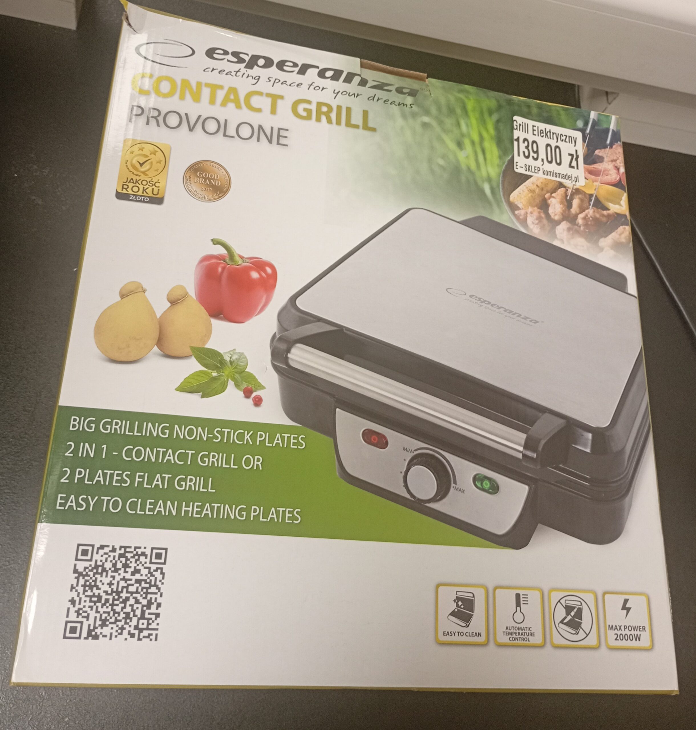 Grill Elektryczny 2w1 Esperanza 2000W-Komis MADEJ Dębica